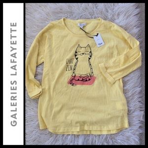 NWT Galeries Lafayette Chat Zen Tee
